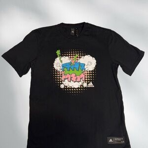 Adidas Black Graphic Tee with Colorful Design